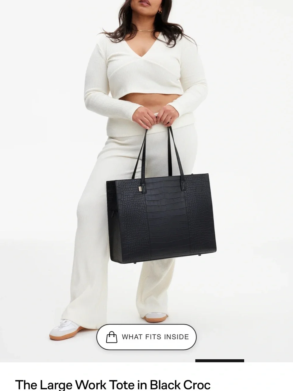 BEIS Black Croc Large Work Tote